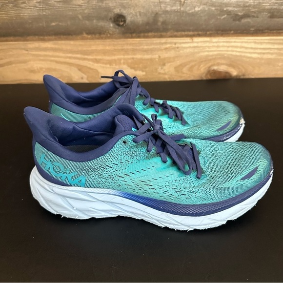 Hoka One One Clifton 8 Men Size 9D Blue Turquoise Athletic Running Shoes Sneaker - Picture 5 of 13